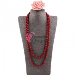 Colier  elegant AS45BB cu perle din sticla Rosii